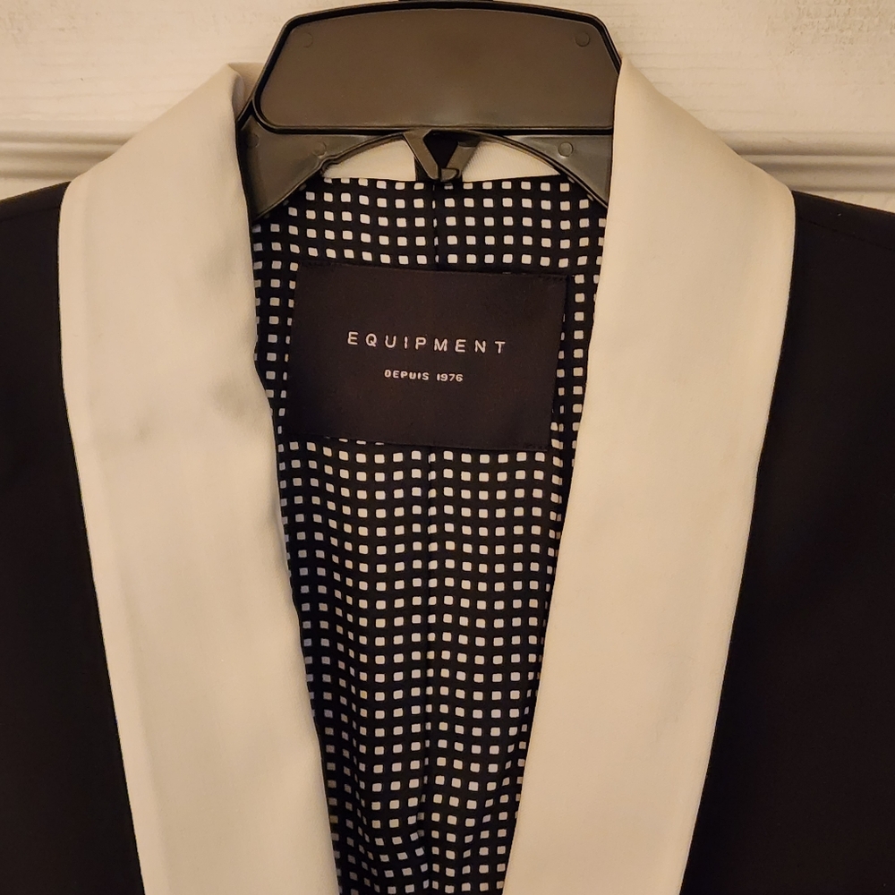 EQUIPMENT Quincy Blazer In True Black with White Lapel (Various Sizes) - Picture 7 of 16